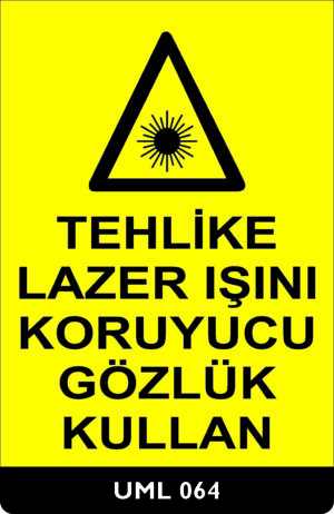 Tehlike Lazer Işını Koruyucu Gözlük Kullan UML064